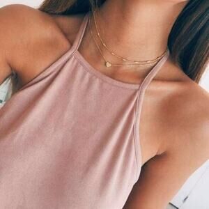 Simple Gold Two Layer Heart-Shaped Choker Necklace